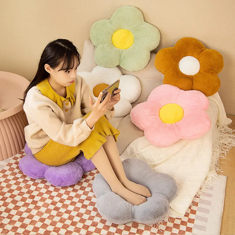 CloudSeat™ | Round Floral Plush Chair Cushion