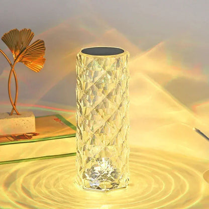 1pc Charging Crystal Table Lamp RGB Rose Diamond Touch Lamp Creative Light for Bedroom/Living Room/Party Dinner Home Decoration