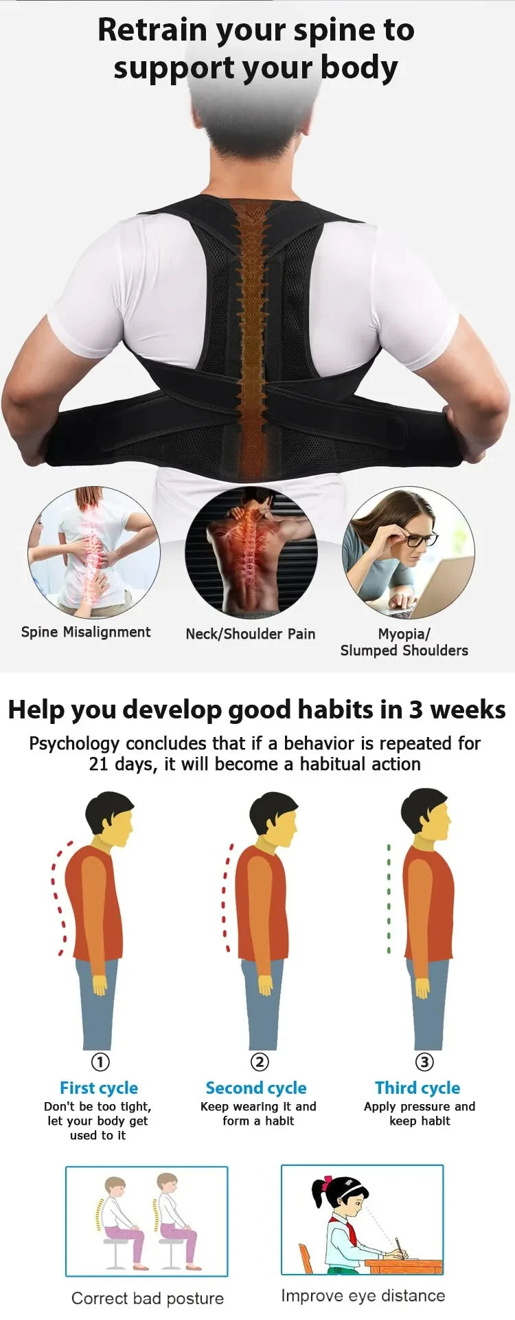 PosturePro™ | Adjustable Back & Shoulder Posture Corrector