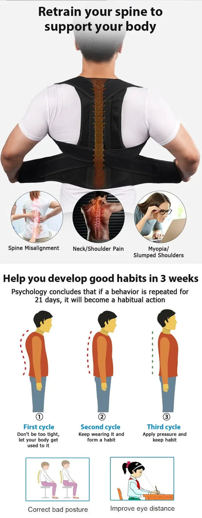 PosturePro™ | Adjustable Back & Shoulder Posture Corrector