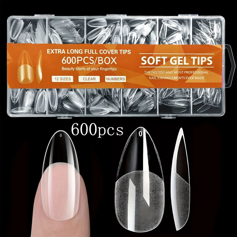NailLuxe™ | 600PCS Almond Full Cover Nail Tips