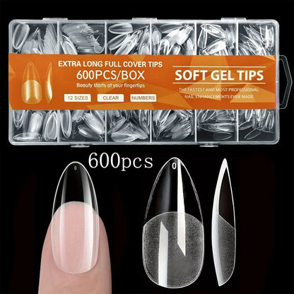 NailLuxe™ | 600PCS Almond Full Cover Nail Tips